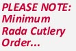 !! ! MEMO RADA MINIMUM CUTLERY ORDER !! ! MEMO RADA MINIMUM CUTLERY ORDER